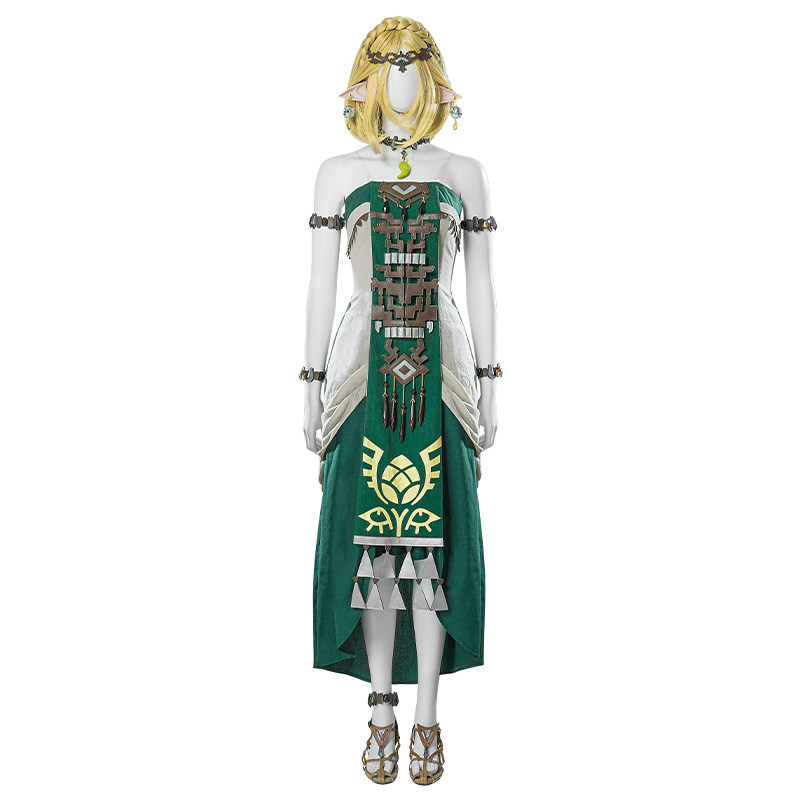 Anime Cosplay Dress For Women - Costume da Principessa Zelda Verde, Set