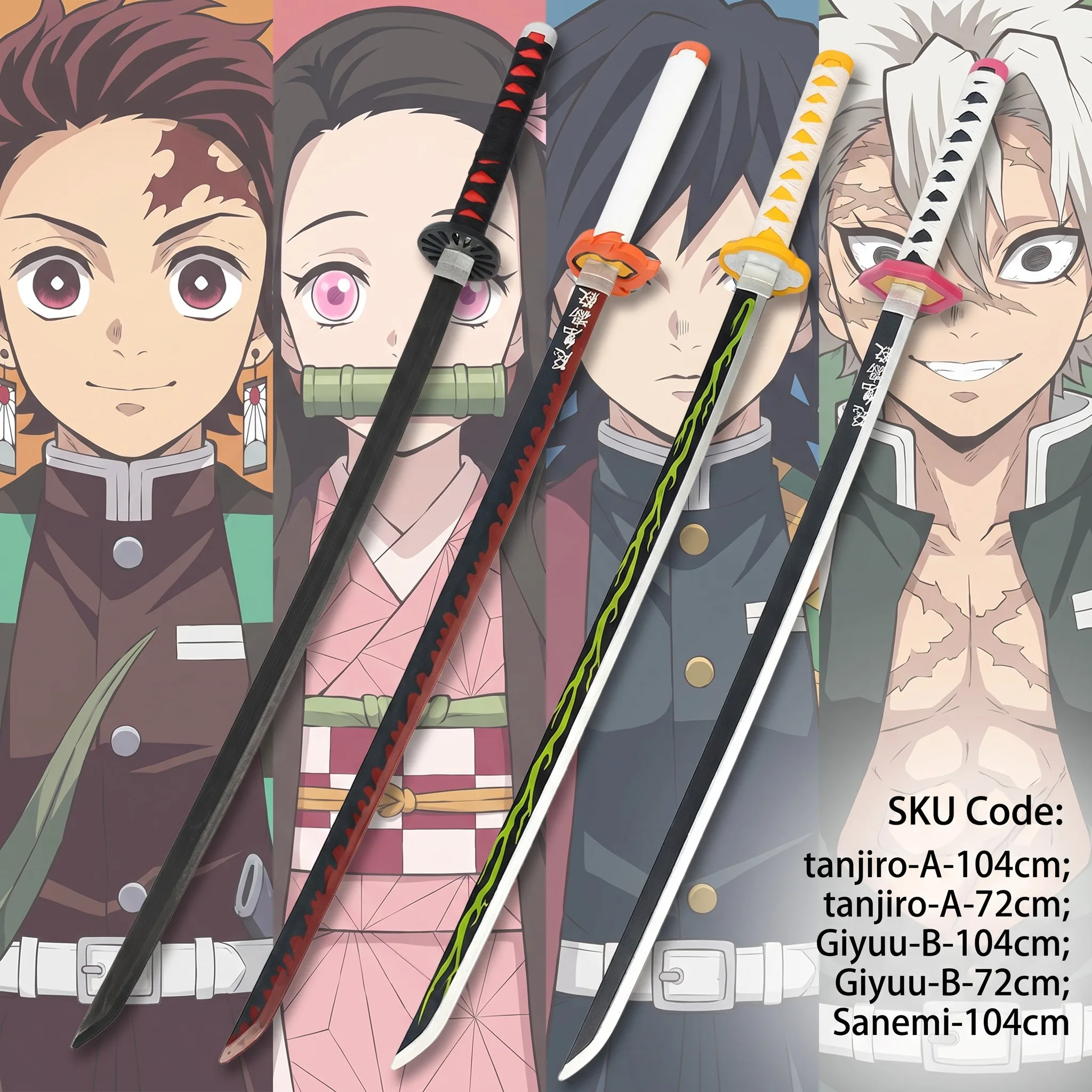 Anime Cosplay Katana - Katana Demon Slayer 72-104cm Tanjirou Giyuu