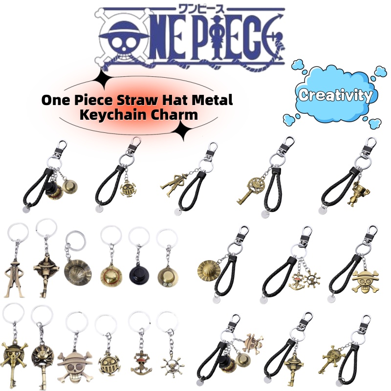 One Piece Straw Hat - Portachiavi in metallo con cappello di
